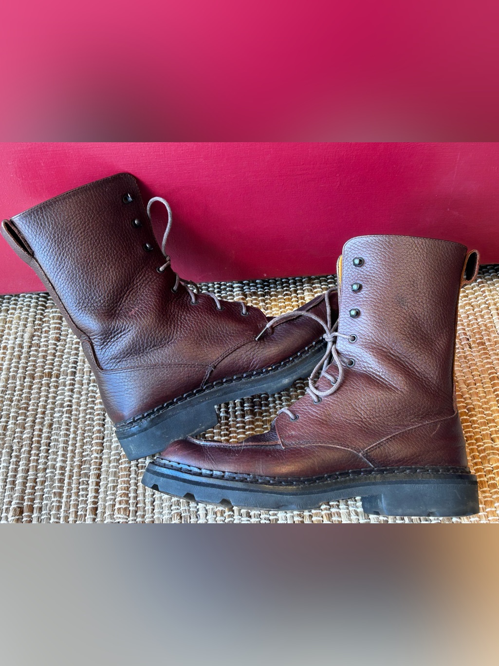 Vtg Cole Hahn Country S6aa(Narrow)Women's Dark Brown Combat Boots-Leather In/Out